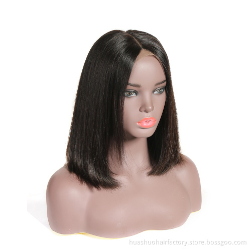 180% Peruvian Short Bob Lace Front Human Hair Wigs Straight Glueless Cut Short Wig for Black Women